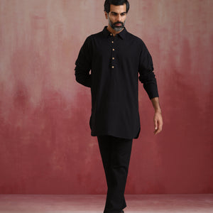 trueBrowns Men's Black Cotton Co-ord set