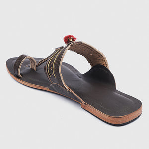 Brown Handstitched Leather Kolhapuri Women Slipper