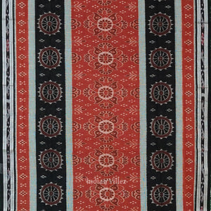 Maroon Black Floral Odisha Handloom Sambalpuri Ikat Cotton Saree