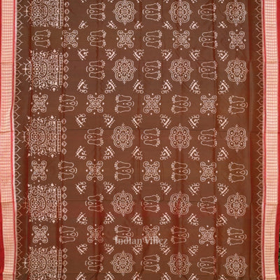 Maroon Dual Tone Jhoti Theme Odisha Handloom Sambalpuri Silk Saree