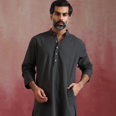 trueBrowns Men's Grey Kurta