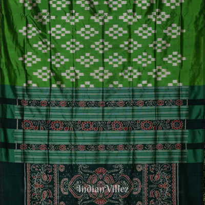 Green Grey Pasapali Theme Sambalpuri Silk Saree