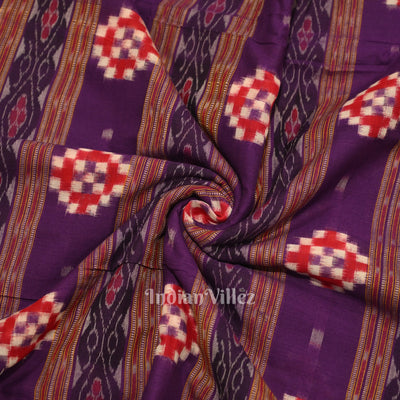 Grape Purple Pasapali Sambalpuri Ikat Cotton Fabric