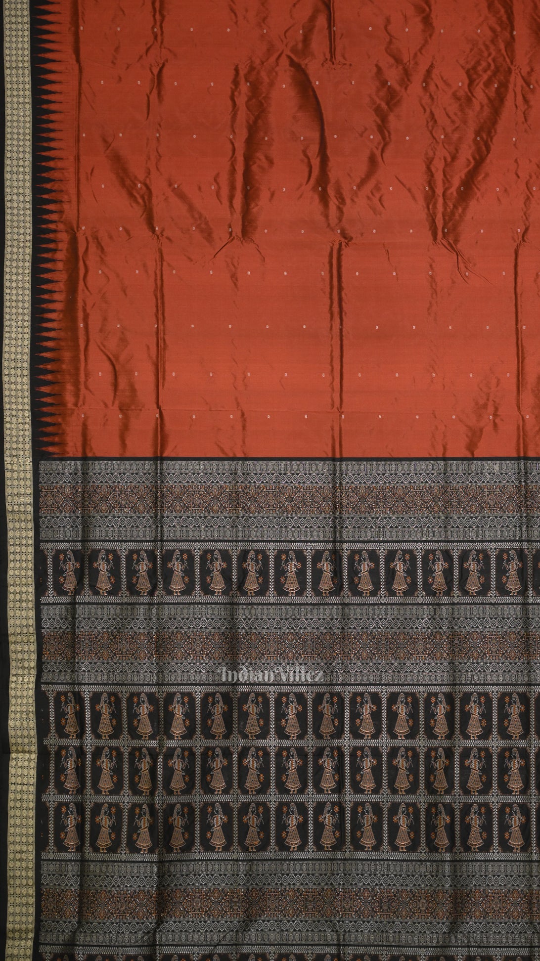 Coffee Black Buti Bomkai Sambalpuri Silk Saree