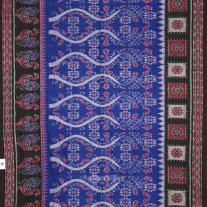 Blue Black Floral Odisha Ikat Sambalpuri Cotton Saree