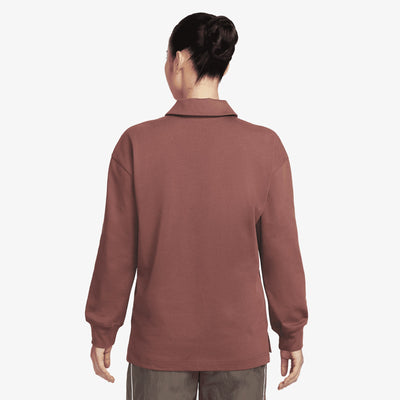NIKE | OVERSIZED LONG-SLEEVE POLO { RED SEPIA/SAIL