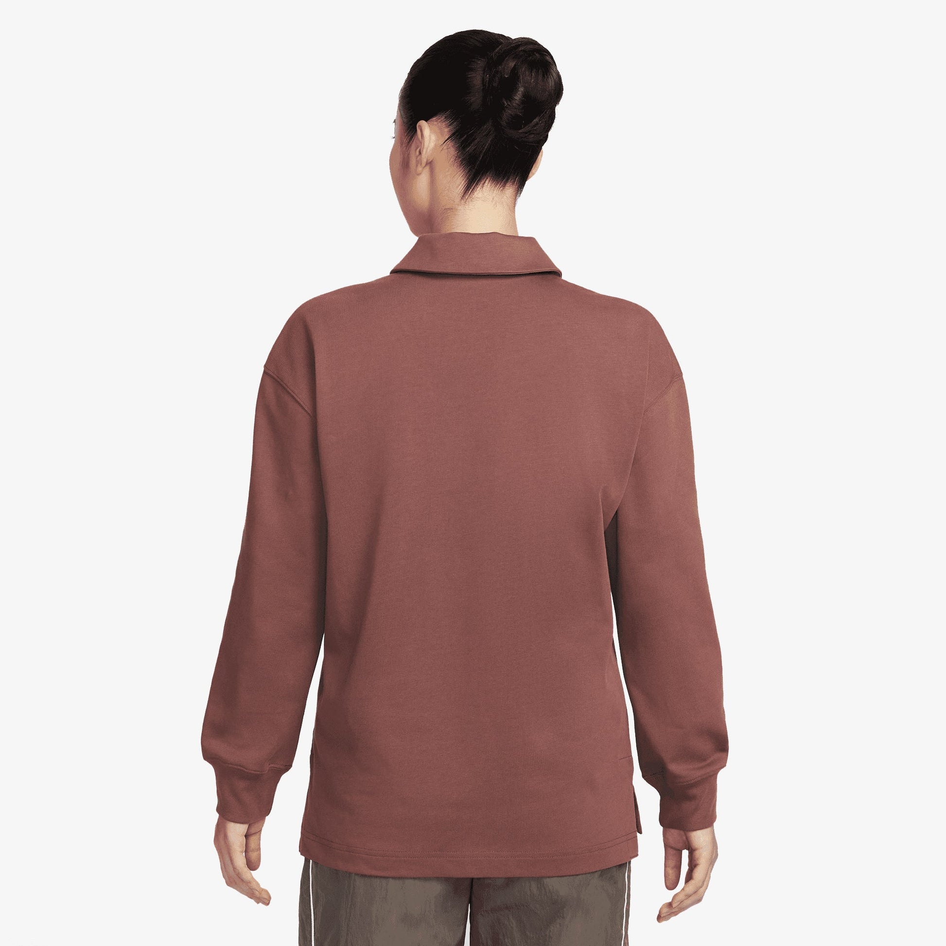 NIKE | OVERSIZED LONG-SLEEVE POLO { RED SEPIA/SAIL