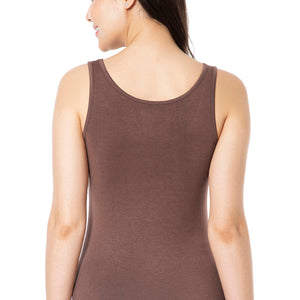 Broad Strapped Body Hugging Modal Vest - Cacao Nibs