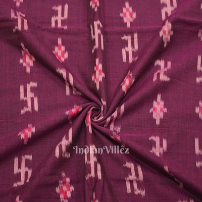 Purple Pasapali Swastik Sambalpuri Ikat Cotton Fabric