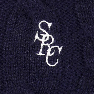 SPORTY & RICH | SRC CABLE-KNIT WOOL CASHMERE TROUSERS { NAVY