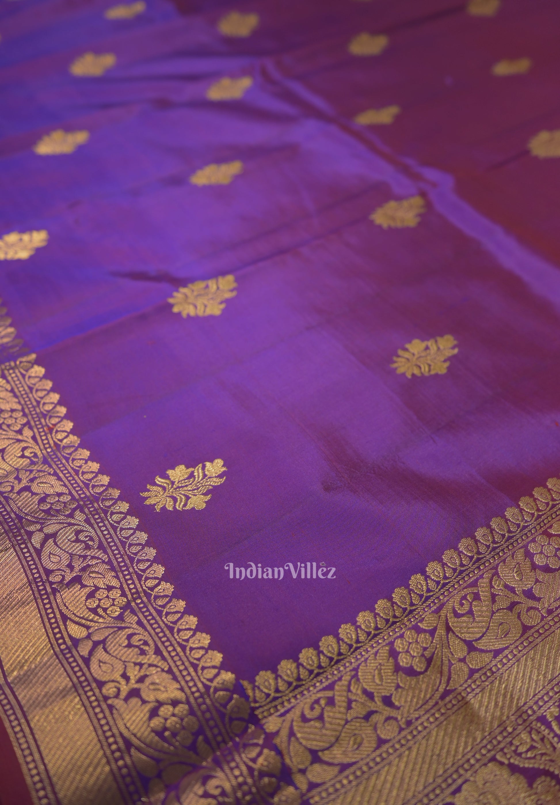 Purple Dual Tone Katan Banarasi Silk Saree