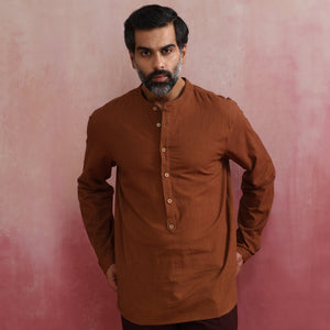 trueBrowns Men's Brown Cotton Shirt