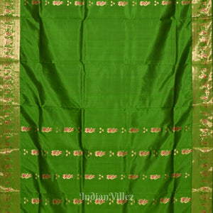 Dark green Handwoven Baluchari Silk Saree