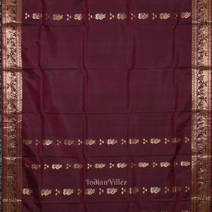 Maroon Handwoven Baluchari Silk Saree