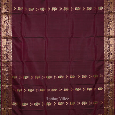 Maroon Handwoven Baluchari Silk Saree