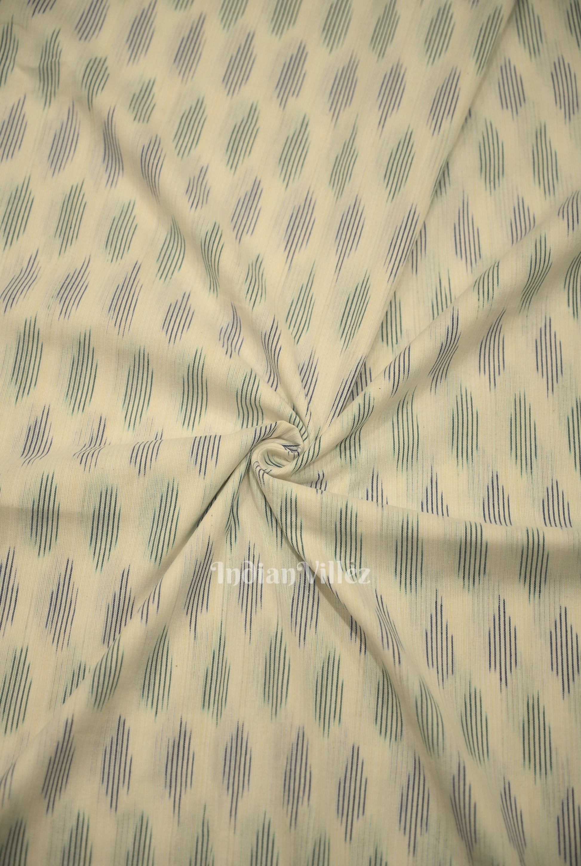 White Pochampally Ikat Cotton Fabric
