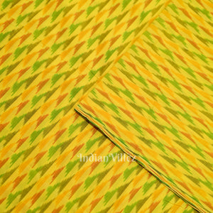 Yellow Pochampally Ikat Silk Cotton (Sico) Fabric