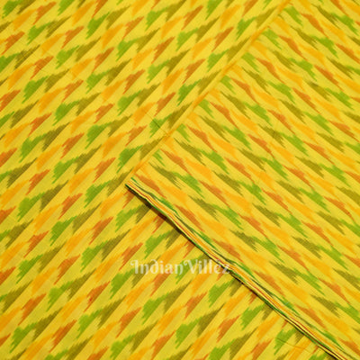 Yellow Pochampally Ikat Silk Cotton (Sico) Fabric