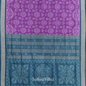 Light Purple Laxmi Pada Theme Odisha Ikat Sambalpuri Silk Saree