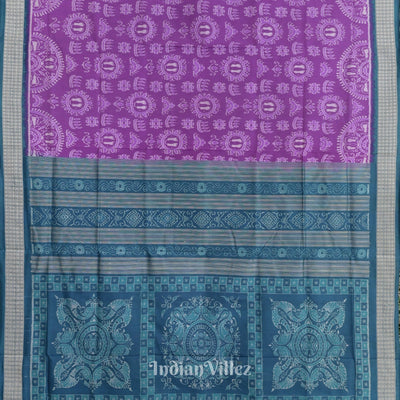 Light Purple Laxmi Pada Theme Odisha Ikat Sambalpuri Silk Saree