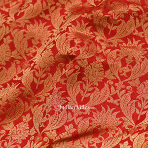 Red Pure Kanjivaram Silk Saree with Zari Brocade