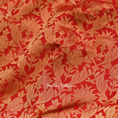 Red Pure Kanjivaram Silk Saree with Zari Brocade