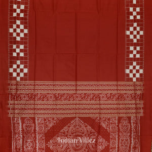 Pure Red Odisha Ikat Contemporary Silk Saree With Pasapali Theme