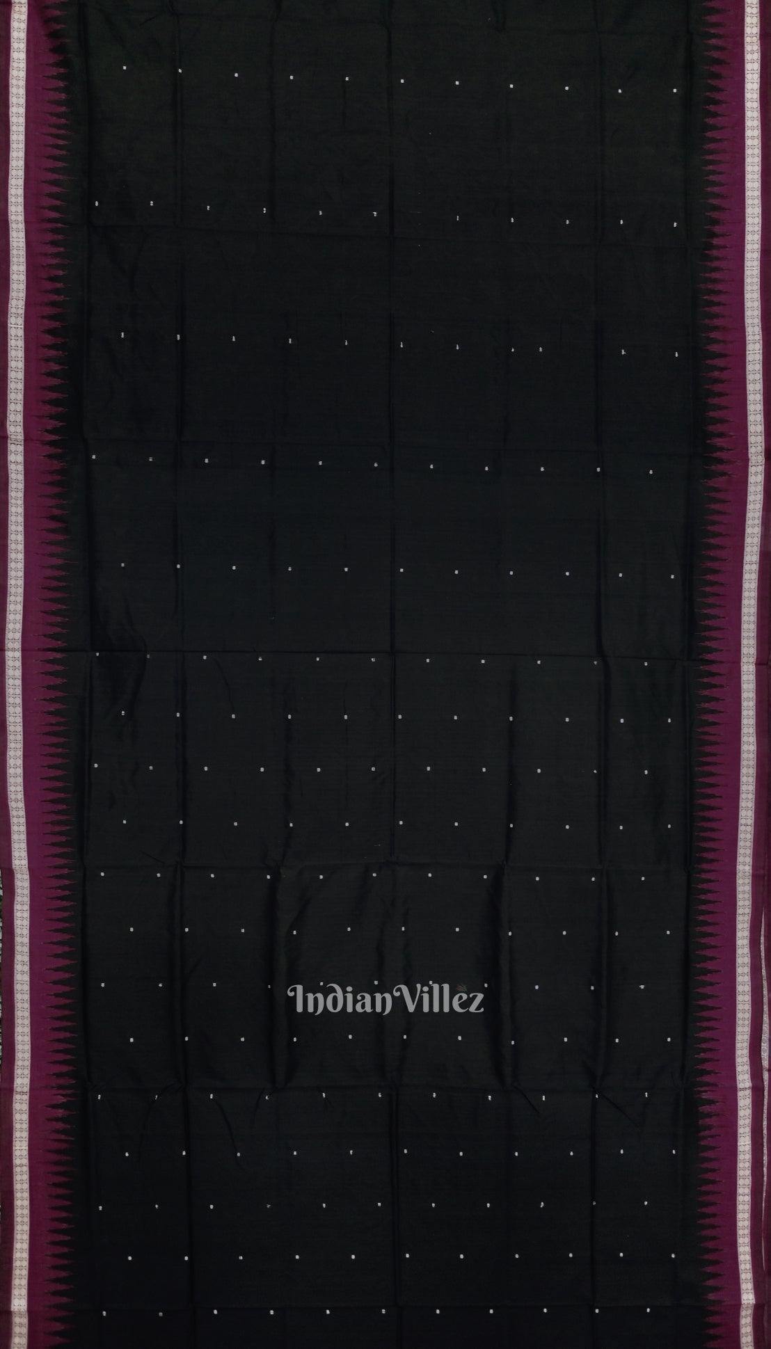 Black Magenta Single Butta Design Odisha Ikat Bomkai Silk Saree