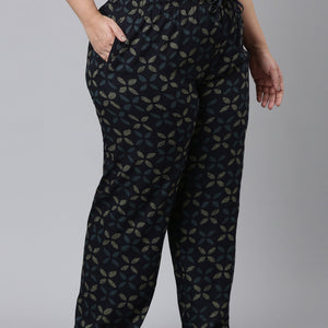 Women Printed Navys Woven Viscose Lounge Pants