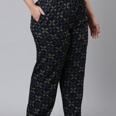 Women Printed Navys Woven Viscose Lounge Pants