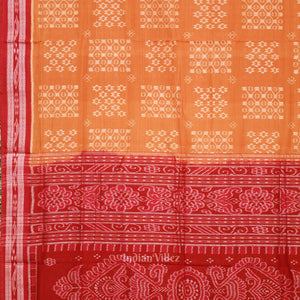 Matt Orange Odisha Handloom Sambalpuri Cotton Saree