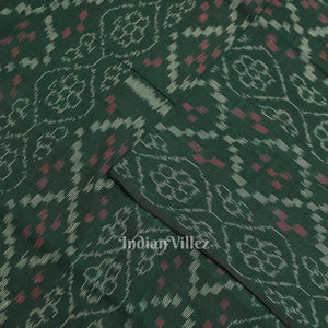 Green Flower Pasapali Design Sambalpuri Odisha Ikat Cotton Fabric