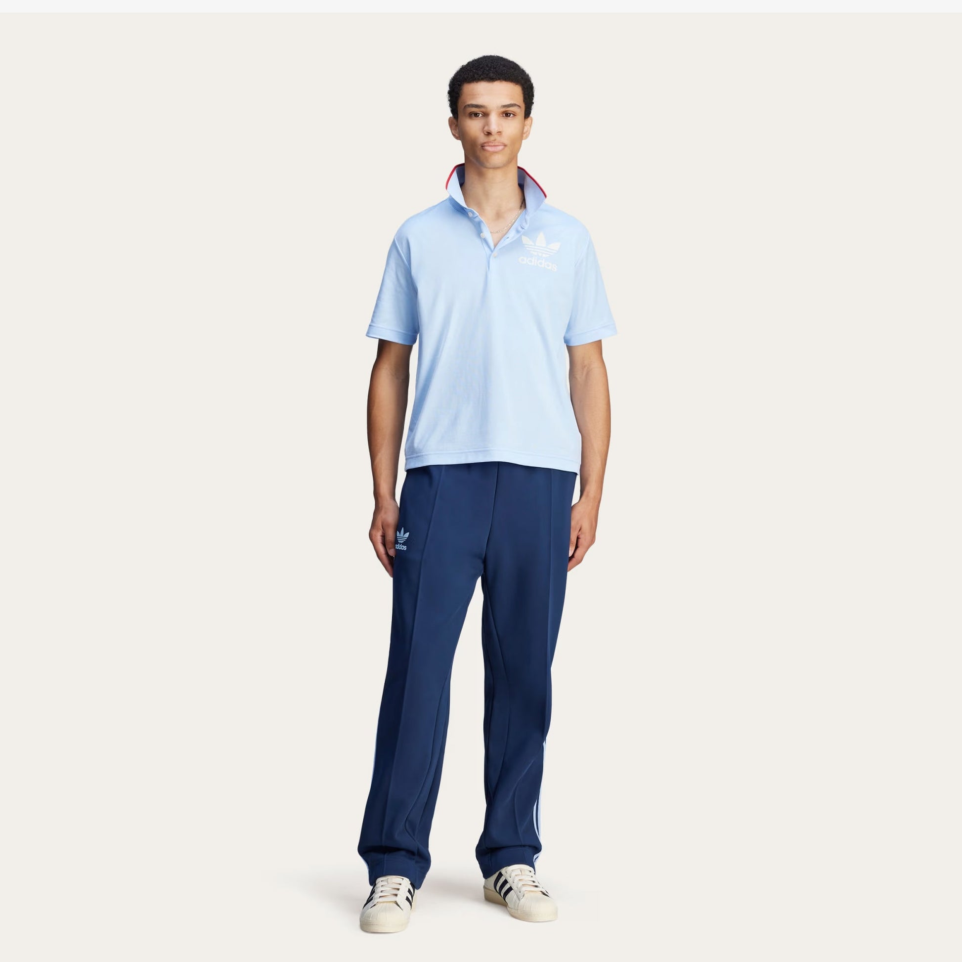 ADIDAS ORIGINALS | WALES BONNER SHORT SLEEVE POLO SHIRT { GLOW BLUE