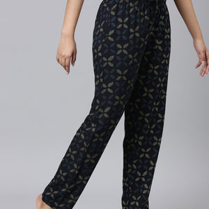 Women Printed Navys Woven Viscose Lounge Pants