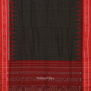 Black Red Jharana Manibandha Cotton Saree