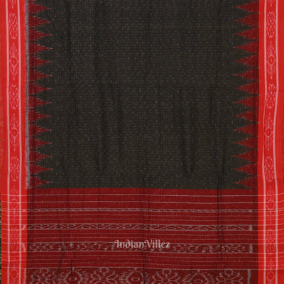 Black Red Jharana Manibandha Cotton Saree