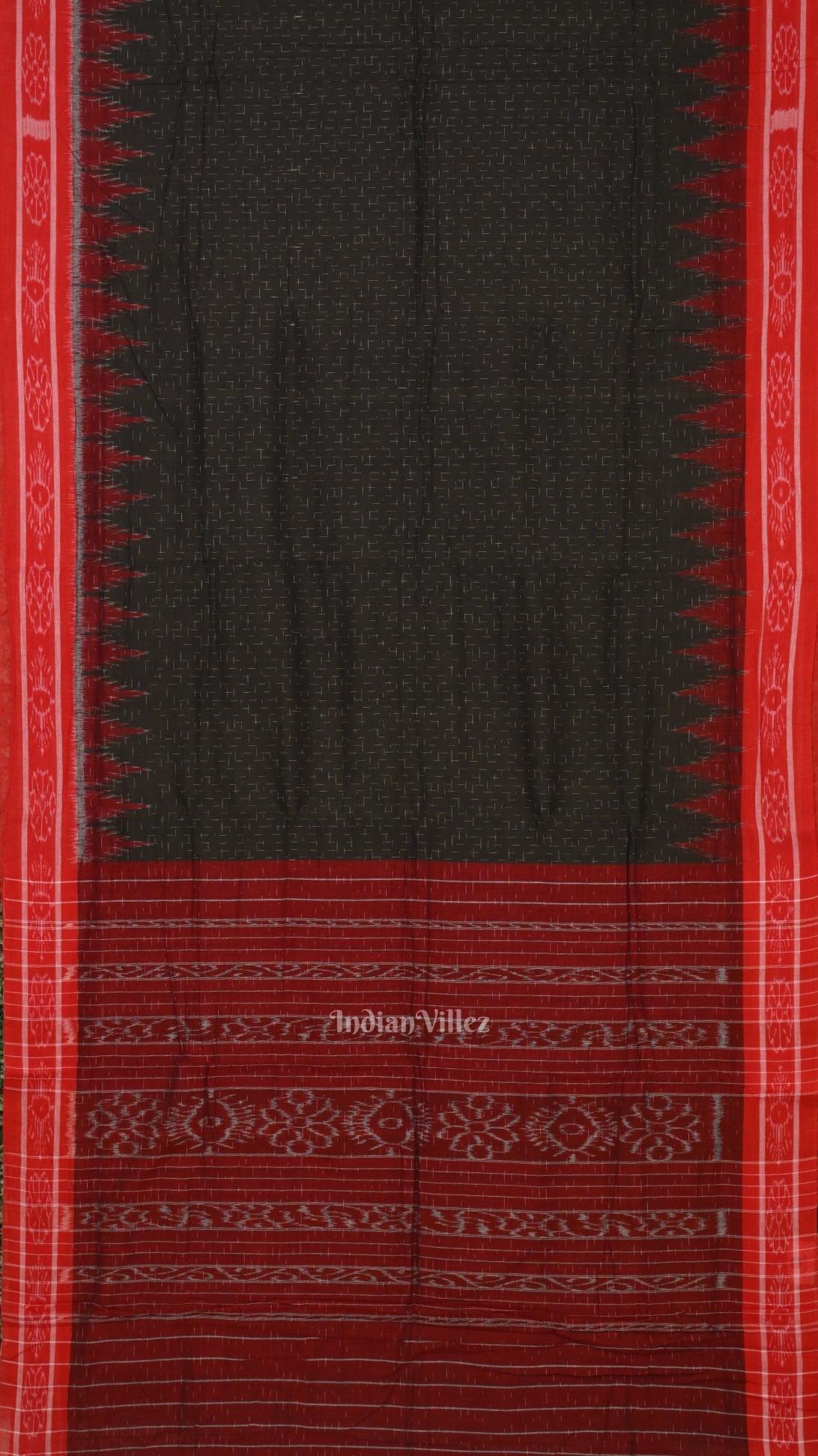 Black Red Jharana Manibandha Cotton Saree