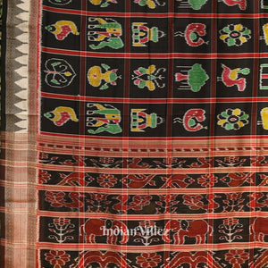 Black Nabakothi Odisha Ikat Khandua Silk Saree