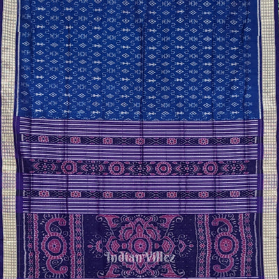 Copper Sulphate Tribal Theme Odisha Ikat Khandua Silk Saree