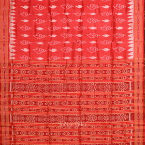 Red Sankha Motif Odisha Ikat Khandua Silk Saree