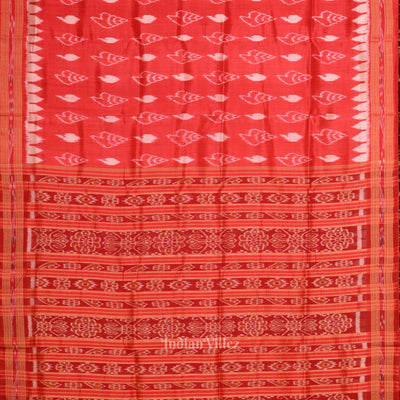Red Sankha Motif Odisha Ikat Khandua Silk Saree