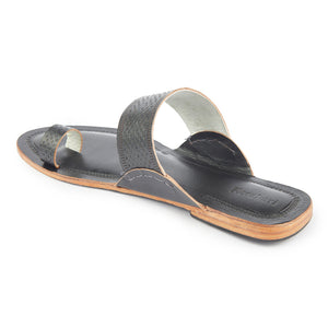 Black Handstitched Leather Kolhapuri Women Slipper