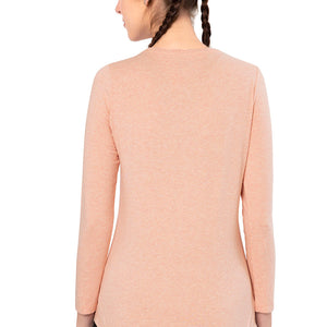 Essential Long Sleeve Round Neck T-Shirt - Peach Blossom Marl