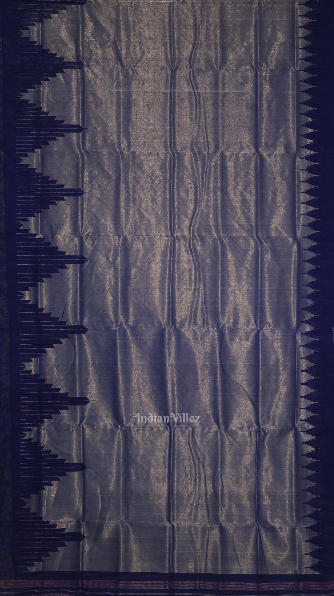 Grey Blue Phoda Kumbha Sambalpuri Cotton Tissue Saree