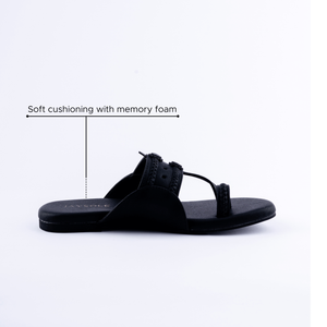 Melanie Black Solid Kolha Flats