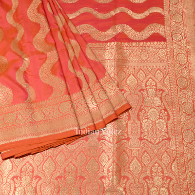 Pink Dual Tone Pure Mashru Satin Silk Banarasi Saree