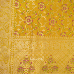 Yellow Designer Meenakari Banarasi Katan Silk Saree