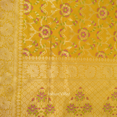 Yellow Designer Meenakari Banarasi Katan Silk Saree