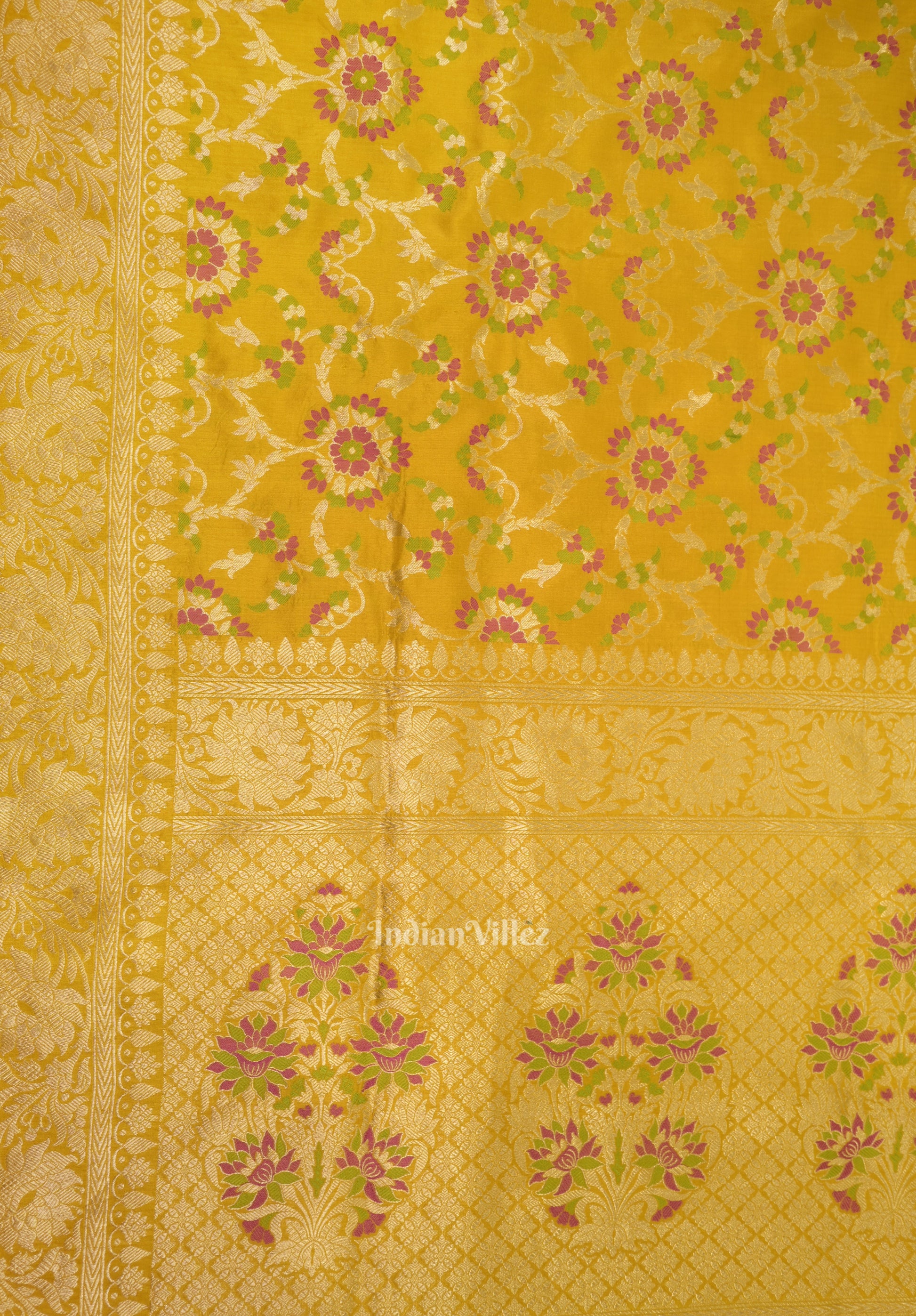 Yellow Designer Meenakari Banarasi Katan Silk Saree