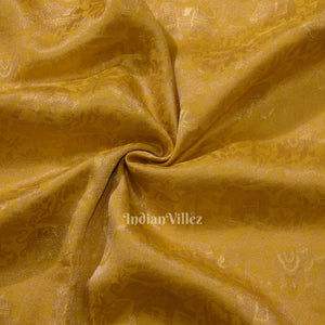Golden Yellow Tussar Banarasi Silk Saree with Tassels